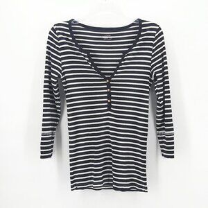 J. CREW Perfect Fit Striped 3/4 Cotton Top S